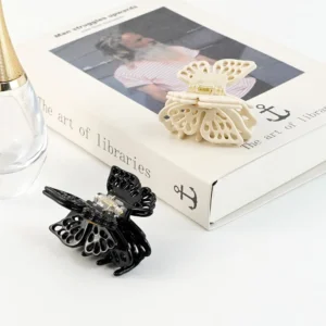 Customizable 6.4CM White Cutout Butterfly Acetate Hair Claw Personalized Logo Claw Clip Ladies Daily Hair Accessories