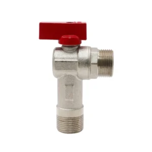 DD1018 Manual Water Angle Ball Valve Kit Short Handle Red Blue Nickel Plated 3/4 Port Size
