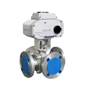 DK55 4TF DN40 High Pressure 4 Way Flange Type Electric Actuated Stainless Steel Ball Valves