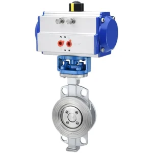 DN100 4 Inch Triple Offset Butterfly Valve Wafer Type Stainless Steel SS304 Body with Pneumatic Actuator