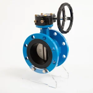 DN100 Industry Ductile Iron Manual Worm Gear Soft Seal Double Flange End Butterfly Valve