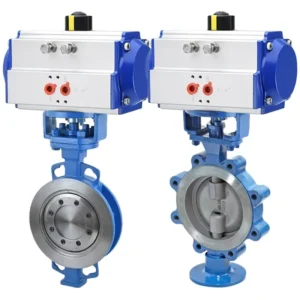 DN125 5 Inch PN16 Casting Steel Metal Hard Sealing Lugged Wafer Type Double Acting Pneumatic Actuator Butterfly Valve
