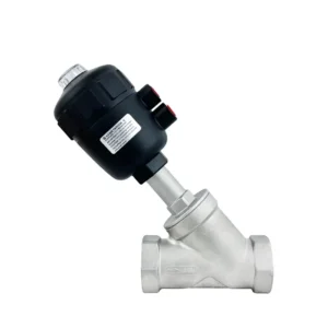 DN25 PN16 Stainless Steel Y Type Angle Seat Valve Pneumatic Actuator Threaded Corrosion Resistant Angle Seat Valve