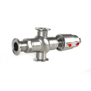 DN25 Stainless Steel Pneumatic Quick Connect Three Way Angle Seat Valve with High Temperature FKM PTFE Seals for Filling Machine