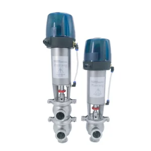 DN32 Stainless Steel 3 Way Pneumatic Sanitary Reversing Valve LL Type Divert Seat Valve with Control Head