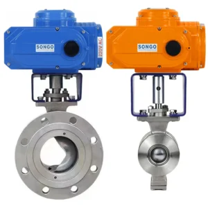 DN50 2 Inch 12V 24V Ss304 Stainless Steel Electric Actuator V Type Segment Flange Water Proof Motorized Ball Valve