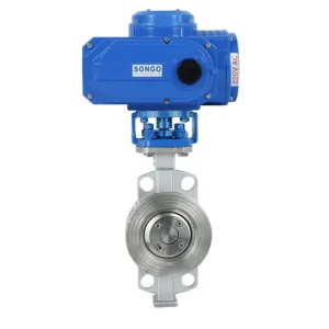DN50 2 Inch 220V AC SS304 Metal Hard Seal Wafer Type Stainless Steel Butterfly Valve With Electric Actuator