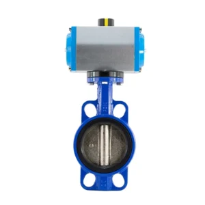 DN50 Wafer Connection 10 Inch Stainless Steel and Cast Iron Pneumatic Butterfly Valve For Water Medium Temperature