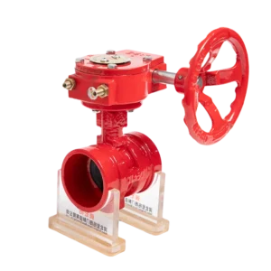 DN65 PN16 Manual Power Cast Iron Worm Gear Grooved Butterfly Valve for Water Media