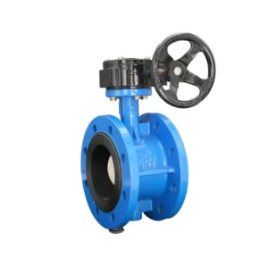 Dn50-Dn1200 High Temperature Water Industry Ductile Iron Manual Worm Gear Soft Seal Double Flange End Butterfly Valve
