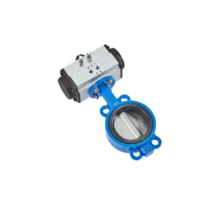 Double Flange Lug Type Pneumatic Butterfly Valve DN50 DN800 Port Size 1MPa Pressure 80C Temperature Pipe Fittings