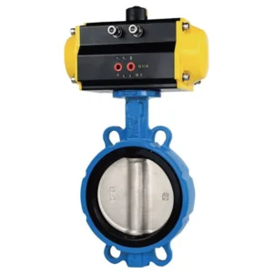 Ductile Iron SS304 Pneumatic Soft Sealing Wafer Type Butterfly Valve PTFE Butterfly Flange Valve