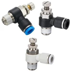 Elbow Push to Connect Male Thread Air Flow Control Valve for Tube Fittings Speed Controller Plastic Pneumatic Control Valve