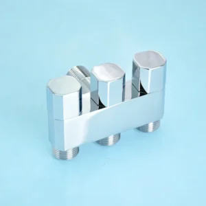 Engineering Custom G1/2 Chrome-plated Sanitary Brass Angle Valve Water Stop Three Way Angle Valve for Multi-device Kitchen