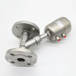 Flange Angle Seat Valve High Temperature PTFE Seal Normally Open 2 Way Pneumatic Stainless Steel Body DN15-DN100