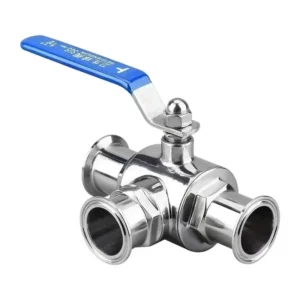 Food Grade 304 316L Stainless Steel Hygienic Three Way Ball Valve PTFE Sealing Clamp Connection Oil OEM 1 Year