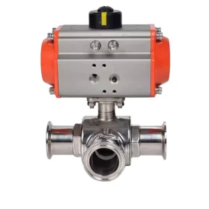 Food Grade 304 Stainless Steel Pneumatic Three-piece Ball Valve for Water OEM