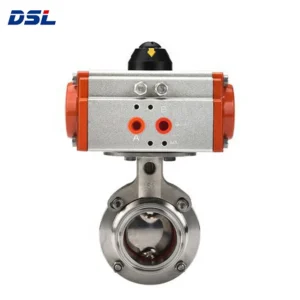 Food Grade Pneumatic Butterfly Valve Stainless Steel Triclamp Butterfly Valve With Pneumatic Actuator