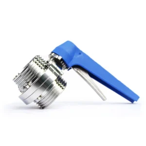 Food Grade Stainless Steel Threaded Butterfly Valve with Blue Multi Position Handle