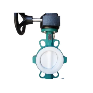 Full PTFE Lined Cast Iron 300 mm Worm Gear Operated Butterfly Valve Actuator 12 Inch