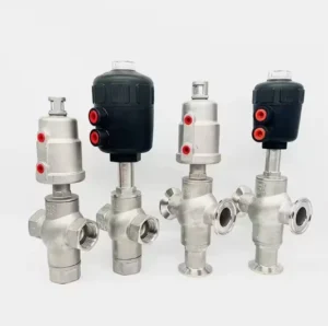 Furui SS304 SS316L Stainless Steel Pneumatic Three-Way Clamp Angle Seat Valve 0~1.6MPa PTFE