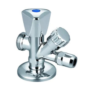 German Five Way Angle Valve Slow Open Chrome Plated With Washing Machine Outlet