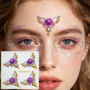 Girls Kids Face Gems Glabella Stickers Stage Festival Makeup Body Art Adhesive Rhinestone Butterfly Flower Sticker