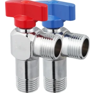 HEZEE Angle Valve Set Stainless Steel Color Coded Handle Leak Proof Rust Resistant for Plumbing Renovation Faucet Valve