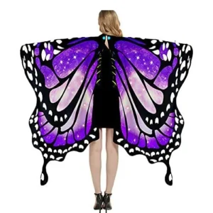 Halloween Butterfly Wings for Women Adult Performance Costume Cape with Mask Headband