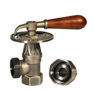 Heating Temperature Control Valve with Wooden Handle Angle Radiator Valve Hydraulic Water OEM for Heating Systems