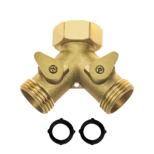 Heavy Duty Brass 2 Way Y Shaped Shutoff Splitter for Garden