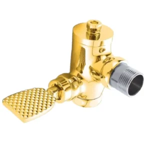 Heavy Duty Solid Brass 90 Degree Angle Flush Valve Foot Pedal Self Closing Delay for Squat Toilet Commercial Bathroom System