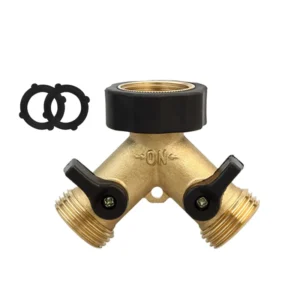 Heavy Duty Solid Brass Hose Connector 3/4 Shutoff Splitter With Two Spacers