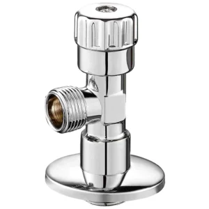 High Quality Chrome Plated Brass Angle Valve with Rosette Bathroom Water Shut Off Valve