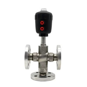 High Quality Customized Stainless Steel Pneumatic Flange Control 3 Way Angle Seat Valve for General