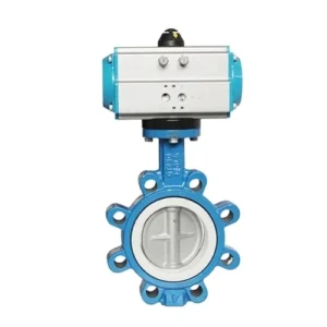 High Temperature Pneumatic Stainless Steel Ball Butterfly Valve Flanged Lug End Connection Class 250 PTFE Sealing for