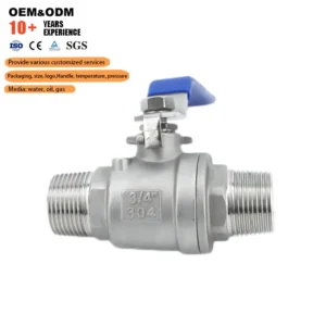 Industrial Grade Manual Oil Stainless Steel Two End External Threaded Ball Valve 2 Pc OEM