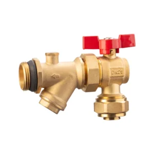 Integral Boiler Inlet Outlet Angle Valve Brass Y Strainer Filter Ball Valve DN25 for Wall Hung Boiler Underfloor Heating System