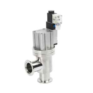KF16 25 40 50 Vacuum Valves Pneumatic L Type Angle Valve with Bellow NC Fitting NW25 Sealed Flapper SS304 SS316L Angle Valve