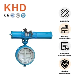 KHD Customizable High Temperature Pneumatic Gas Valve Stainless Steel Electric Flanged Extension Rod Butterfly Valve