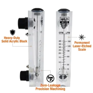 LZT Series Precision Liquid Flowmeter with Needle Valve 0.5-5LPM GPM Dual Scale Panel Mounted Rotameter for RO System