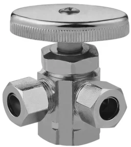 Lead Free Brass Angle Stop Valve Chrome Plated 2 Way Compression Shut Off Valve for Water Supply