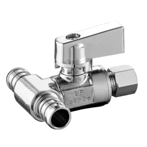 Lead Free Brass Angle Valve Dual Outlet 1/4 Turn F1807 Pex Connection Brass Valve Pipe Fitting for Water Supply Plumbing