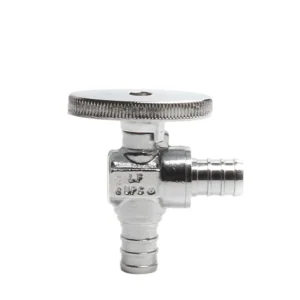 Lead Free Brass Multi Turn Angle Stop Valve 1/2 Inch PEX Barb 1/4 Inch OD Rough Chrome Plated Plumbing Fitting