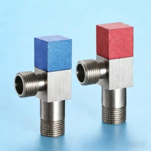Low-cost Durable Red/Blue Dual-color Chrome-plated Brass G1/2 Sealed Sanitary Ware Angle Valve for Water Heater