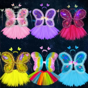 Luminous Butterfly Wings Three piece Children’s Performance Costume Led Butterfly Wings for Kid