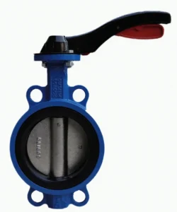 Manual Cast Iron Steel PTFE Lined Wafer Type Butterfly Valve Flange End DN50 Normal Temperature For Water Media