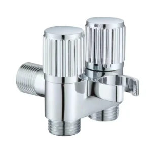 Modern 90 Degree Water Stop Angle Valve with Double Nozzles Faucet Accessories for Bathrooms Kitchens Hotels Apartment Plumbing