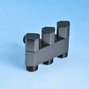 Modern Luxury Gunmetal G1/2 One inlet Three outlet Angle Valve Three Way Angle Valve for Multi device Kitchen & Bathroom Use