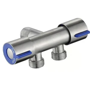 Modern Two Way Stainless Steel Angle Valve T-adapter Valve Shattaf Faucet Handle Valve Water Stop for Toilet Bidet Double Handle